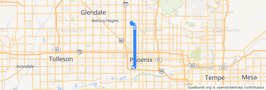 Mapa del recorrido bus 15 NB de la línea  en Phoenix.