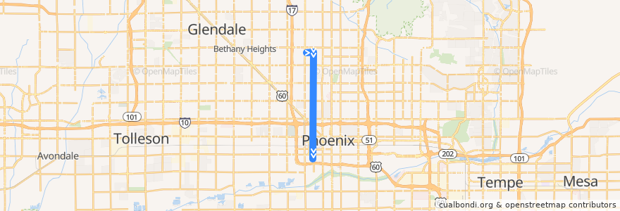 Mapa del recorrido bus 15 SB de la línea  en Phoenix.
