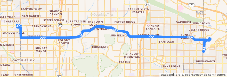 Mapa del recorrido bus 154 WB de la línea  en フェニックス.