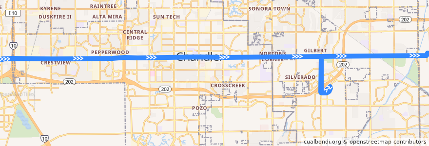 Mapa del recorrido bus 156 WB de la línea  en Maricopa County.