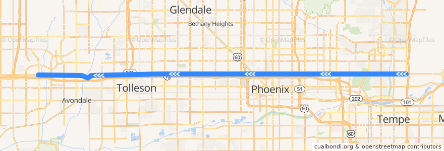 Mapa del recorrido bus 17 WB de la línea  en Maricopa County.