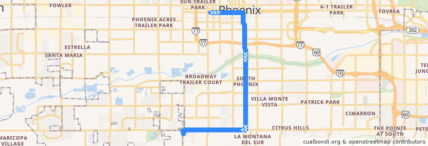 Mapa del recorrido bus SMW Rapid OB de la línea  en Финикс.