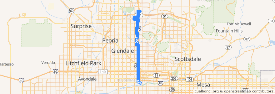 Mapa del recorrido bus 27 NB de la línea  en Phoenix.