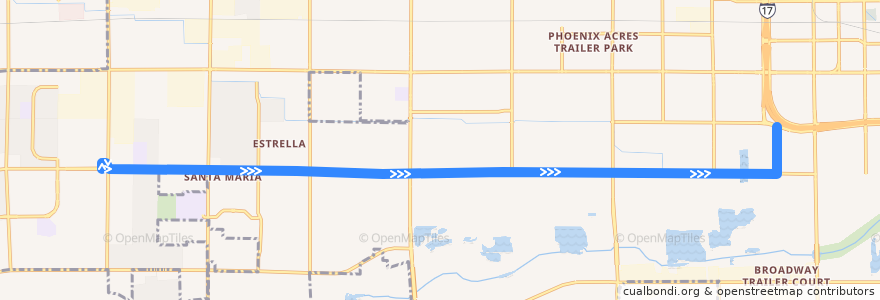Mapa del recorrido bus 28 WB de la línea  en Phoenix.