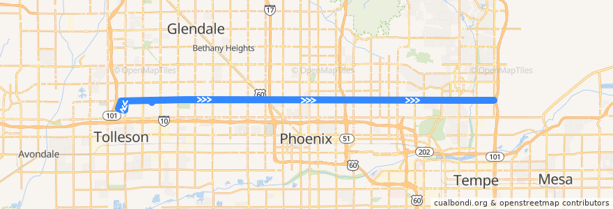 Mapa del recorrido bus 29 EB de la línea  en Phoenix.