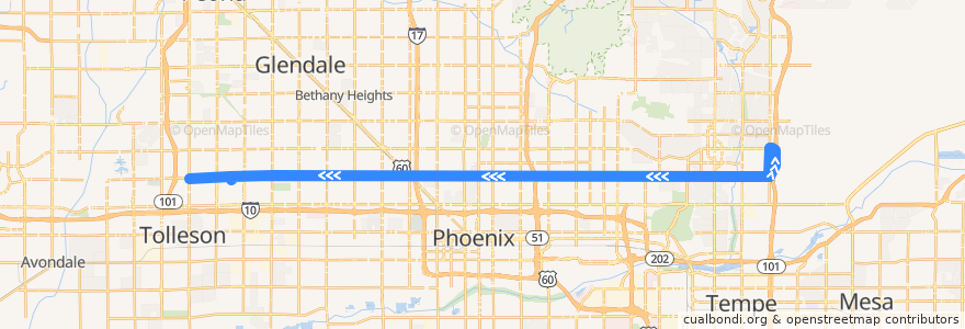 Mapa del recorrido bus 29 WB de la línea  en Maricopa County.