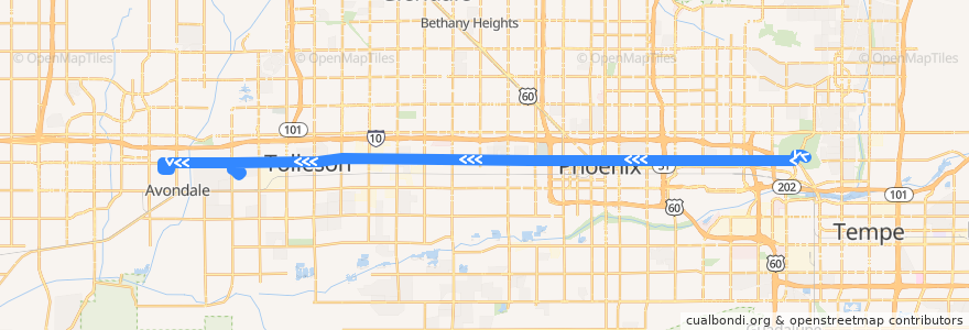 Mapa del recorrido bus 3 WB de la línea  en Maricopa County.