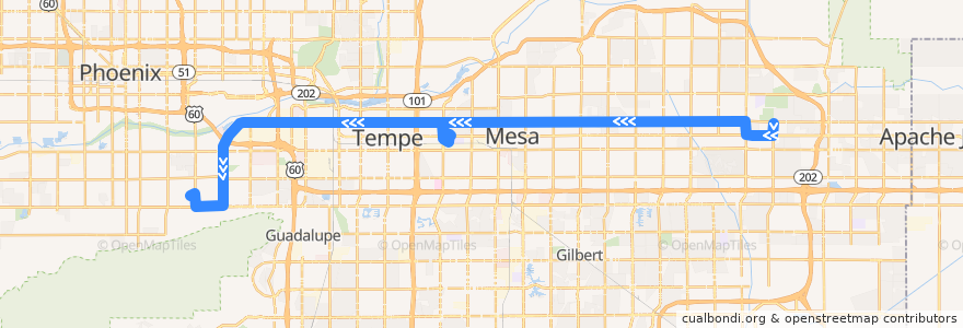 Mapa del recorrido bus 30 WB de la línea  en Maricopa County.