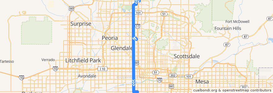 Mapa del recorrido bus 35 NB de la línea  en Phoenix.