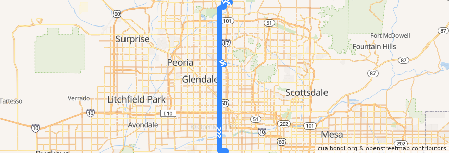 Mapa del recorrido bus 35 SB de la línea  en Phoenix.
