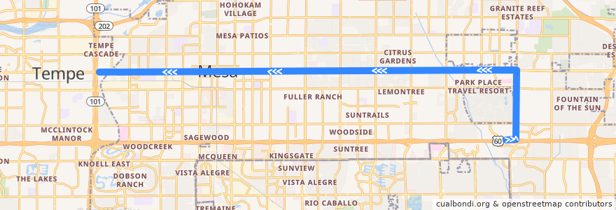 Mapa del recorrido bus 40 EB de la línea  en Mesa.