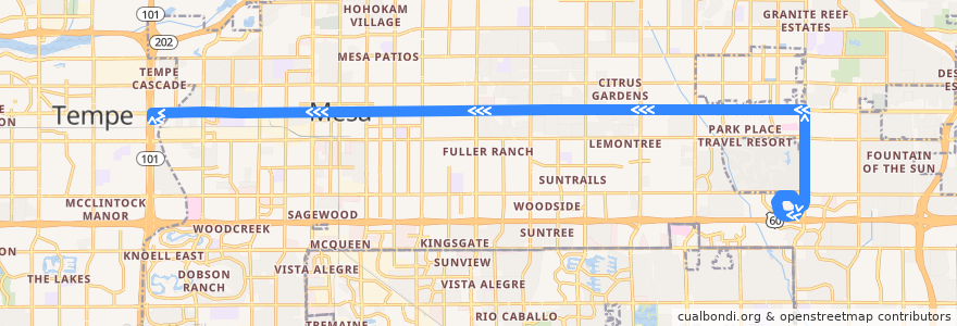 Mapa del recorrido bus 40 WB de la línea  en Mesa.