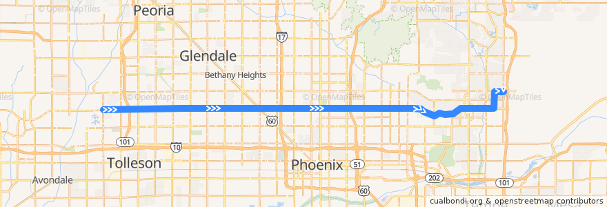 Mapa del recorrido bus 41 EB de la línea  en Maricopa County.