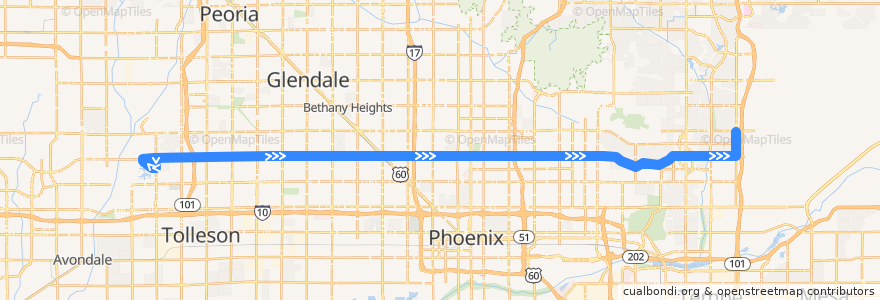 Mapa del recorrido bus 41 WB de la línea  en Maricopa County.