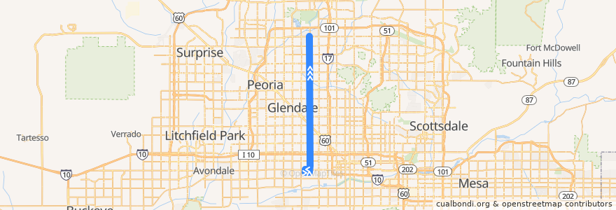 Mapa del recorrido bus 43 NB de la línea  en Phoenix.