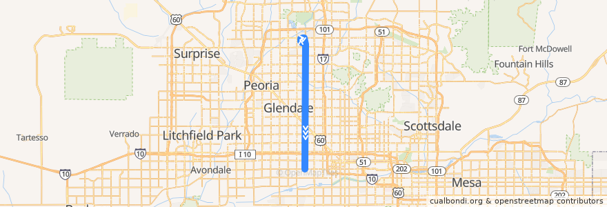 Mapa del recorrido bus 43 SB de la línea  en Phoenix.