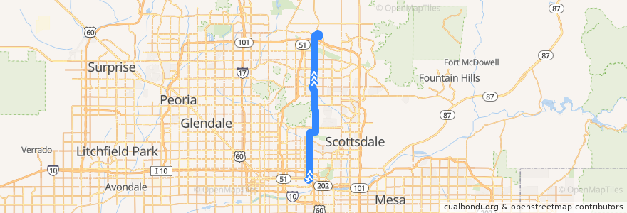 Mapa del recorrido bus 44 NB de la línea  en Maricopa County.