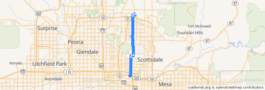 Mapa del recorrido bus 44 SB de la línea  en Maricopa County.