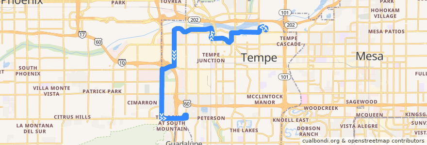 Mapa del recorrido bus 48 SB de la línea  en Tempe.