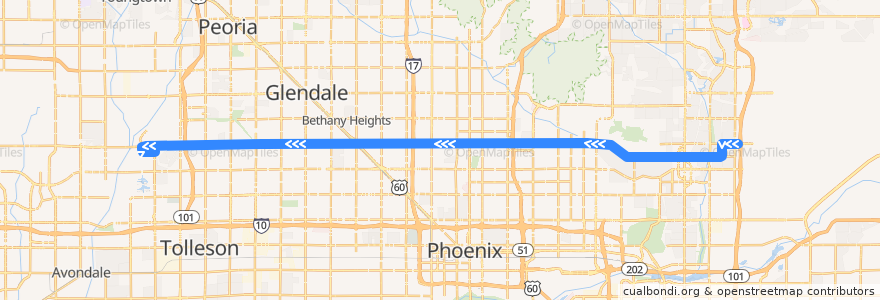 Mapa del recorrido bus 50 EB de la línea  en Phoenix.