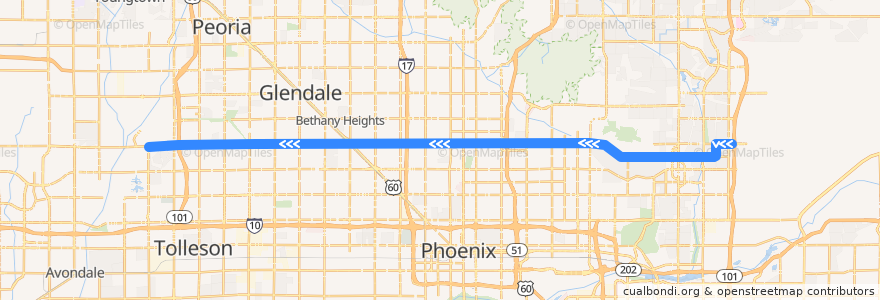 Mapa del recorrido bus 50 WB de la línea  en Phoenix.