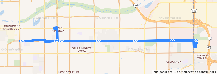 Mapa del recorrido bus 52 EB de la línea  en Phoenix.