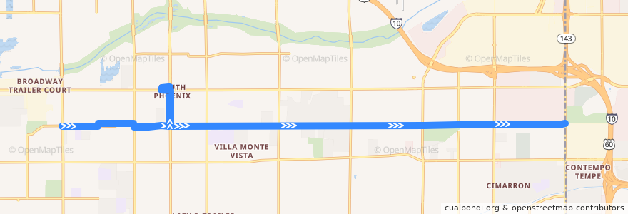 Mapa del recorrido bus 52 WB de la línea  en Phoenix.