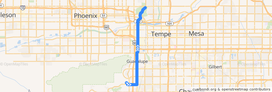 Mapa del recorrido bus 56 NB de la línea  en Maricopa County.