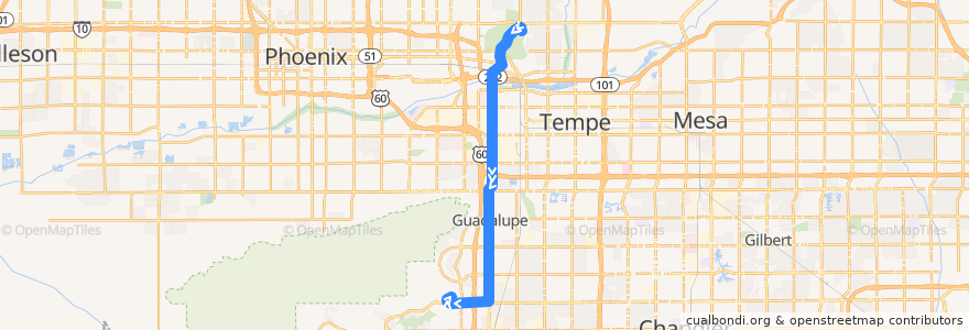 Mapa del recorrido bus 56 SB de la línea  en Maricopa County.