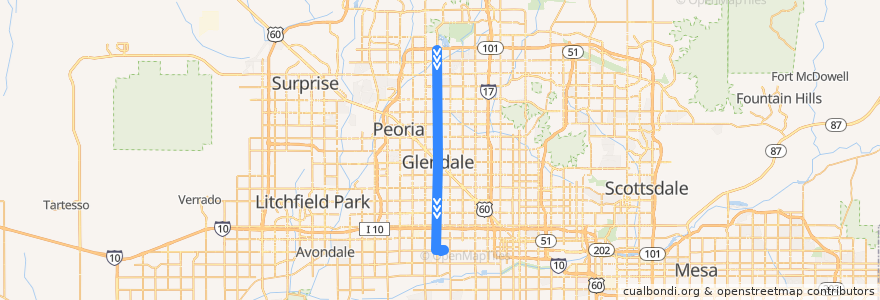 Mapa del recorrido bus 59 SB de la línea  en Maricopa County.