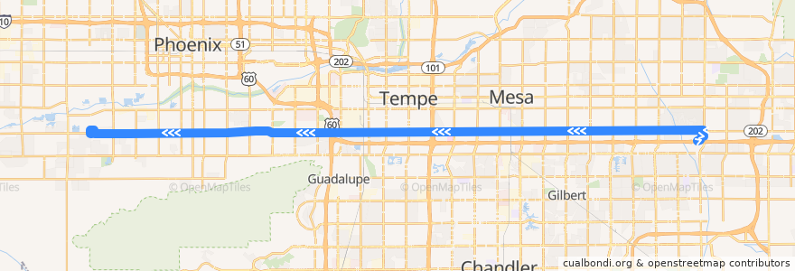 Mapa del recorrido bus 61 WB de la línea  en Maricopa County.