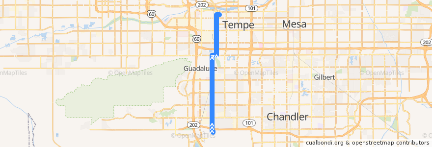 Mapa del recorrido bus 66 NB de la línea  en Maricopa County.