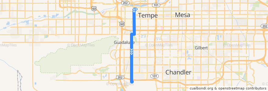 Mapa del recorrido bus 66 SB de la línea  en Maricopa County.