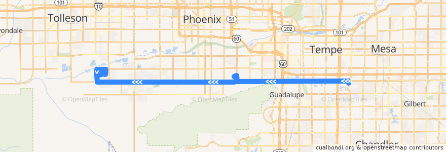 Mapa del recorrido bus 77 WB de la línea  en Maricopa County.