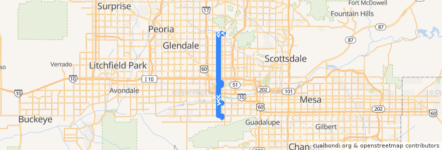 Mapa del recorrido bus 8 NB de la línea  en Phoenix.