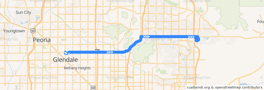 Mapa del recorrido bus 80 EB de la línea  en Maricopa County.