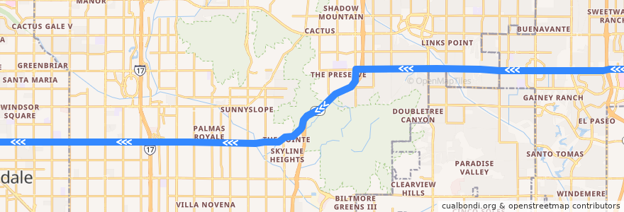 Mapa del recorrido bus 80 WB de la línea  en Maricopa County.