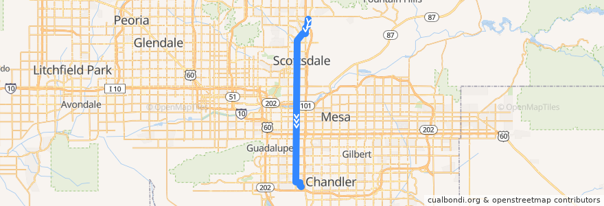 Mapa del recorrido bus 81 NB de la línea  en Maricopa County.