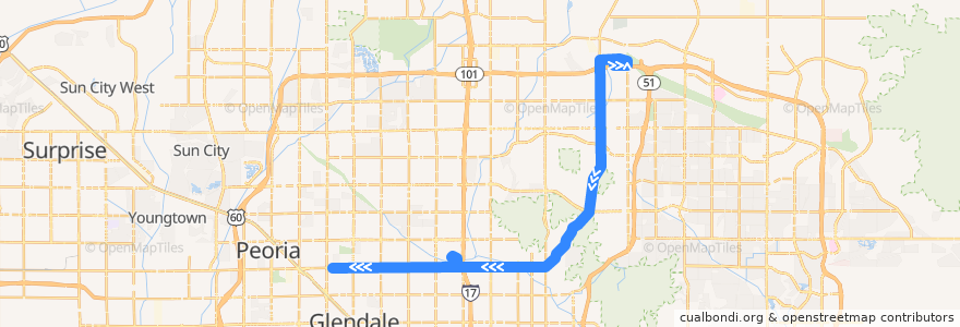Mapa del recorrido bus 90 EB de la línea  en Phoenix.