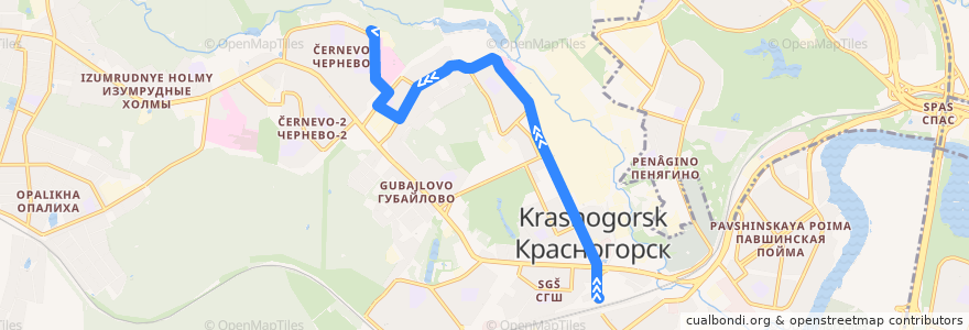 Mapa del recorrido Автобус № 806: Станция МЦД Павшино - Микрорайон Чернево de la línea  en городской округ Красногорск.