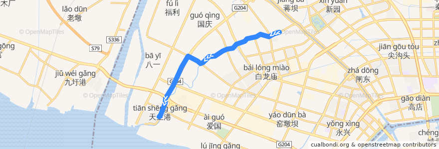 Mapa del recorrido 2路: 西洋桥 => 天生港 de la línea  en Distretto di Chongchuan.