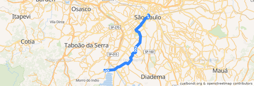 Mapa del recorrido 5185-10 Terminal Parque Dom Pedro II de la línea  en 상파울루.