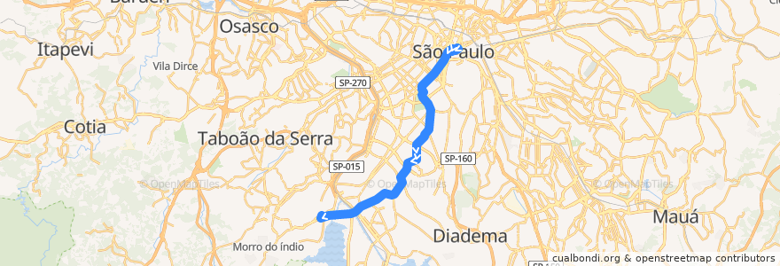 Mapa del recorrido 5185-10 Terminal Guarapiranga de la línea  en Сан-Паулу.