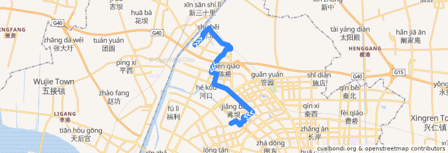 Mapa del recorrido 23路: 陈桥育爱村 => 唐家闸东 de la línea  en Chongchuan.