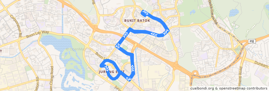 Mapa del recorrido Svc 990 (Bukit Batok Interchange => Bukit Batok Interchange) de la línea  en Southwest.