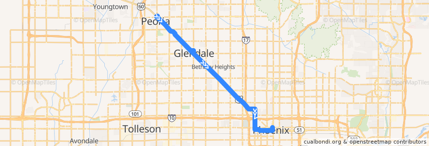 Mapa del recorrido bus GAL WB de la línea  en Maricopa County.