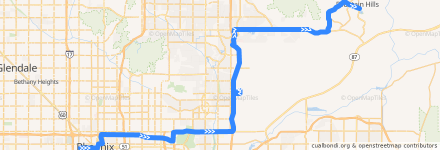 Mapa del recorrido bus 514 Express OB de la línea  en Maricopa County.