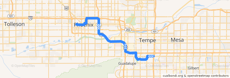 Mapa del recorrido bus 521 Express IB de la línea  en Maricopa County.