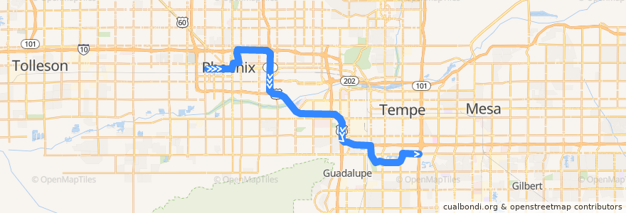 Mapa del recorrido bus 521 Express OB de la línea  en Maricopa County.