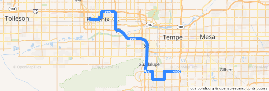 Mapa del recorrido bus 522 Express IB de la línea  en Maricopa County.